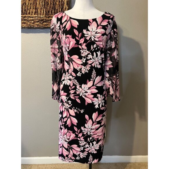 Connected Apparel Dress XXL 14 16 Black Pink Career Church Sheath Washable NEW - Picture 5 of 14